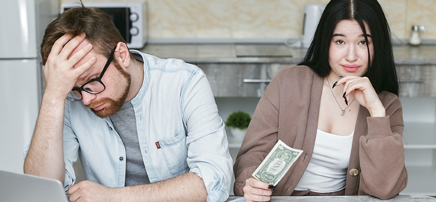 Money stress people stock photo